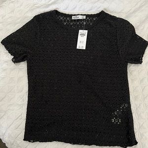 Hollister black see through blouse